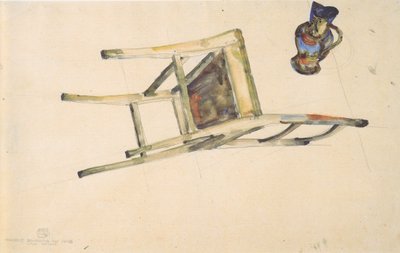 Organic Movement of the Chair and Jug - 21-4-1912 by Egon Schiele
